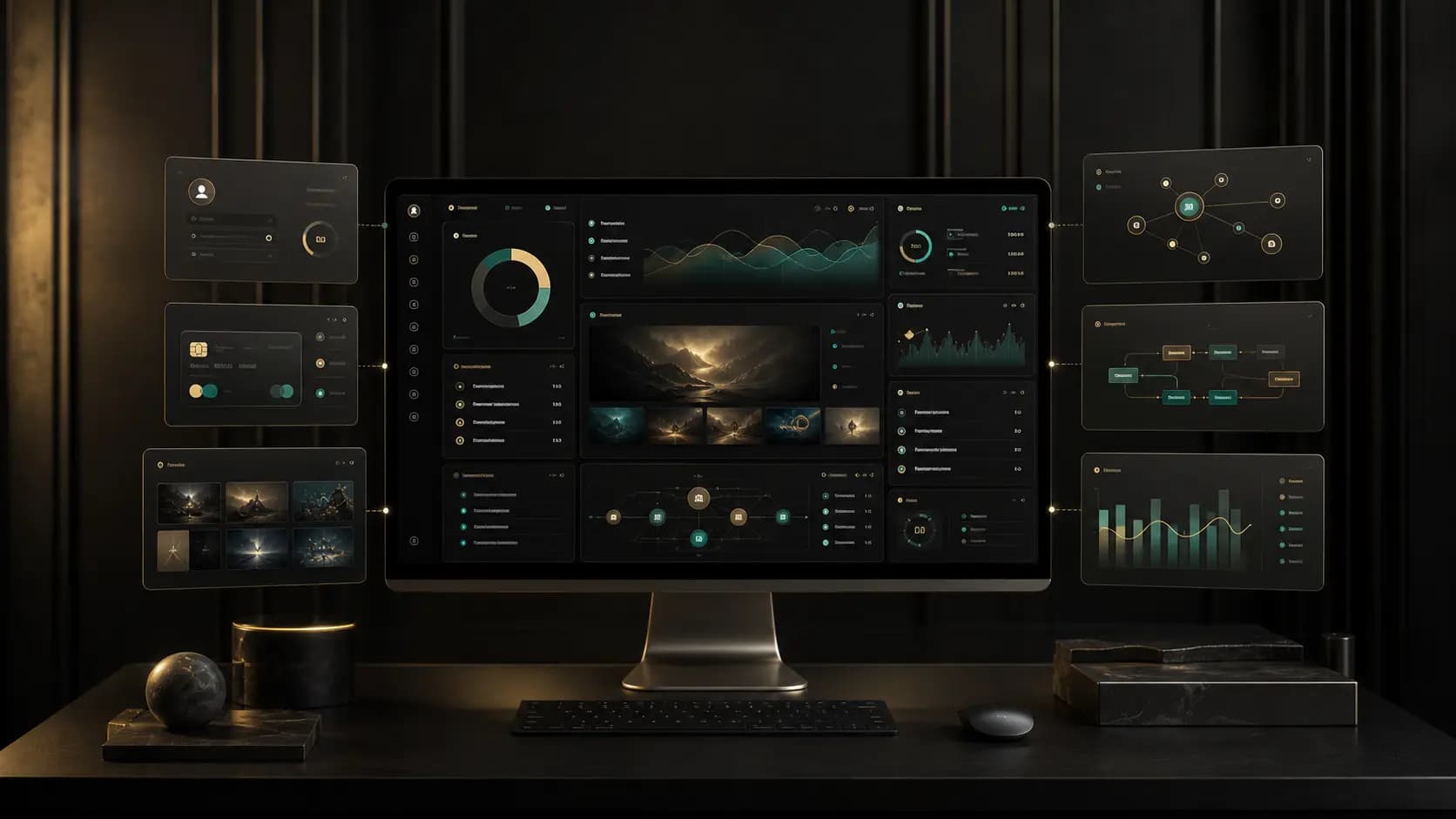 Conceptual engineering dashboard with connected product workflows